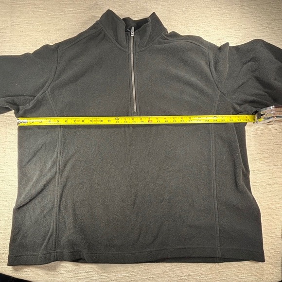 Lands End Mens XXL Black Fleece 1/4 Zip Pullover Long‎ Sleeve Sweatshirt Top - Picture 4 of 6